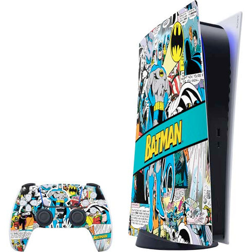 DC Comics Batman Vintage Pose Collage Art PlayStation PS5 Skins